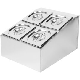 Kaupallinen mausteteline sisältäen 4 kpl GN1/6-100mm astioita ja kansia | Adexa CHD04B