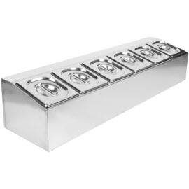 Kaupallinen Maustekastiketeline, joka sisältää 6xGN1/6-150mm astiat ja kannet | Adexa CHD06AD