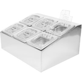 Kaupallinen Mausteteline, sisältäen 6xGN1/6-100 mm astiat & kääntökannet | Adexa CHD06BPCFL