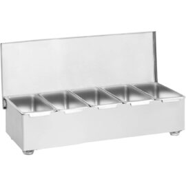 Kaupallinen maustepidike kannella ja 5 säiliöllä, ruostumatonta terästä | Adexa CHF05