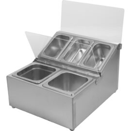 Kaupallinen Mausteteline, sisältää 2xGN1/6-100mm & 3xGN1/9-100mm astiat ja fliptop-kannet | Adexa CHRLF04B2
