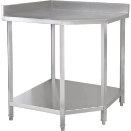 Kaupallinen Työpöytä Kulmayksikkö Ruostumaton teräs 900x900x600x600x965/1065mm Selkämys Alahylly | Adexa CWT1060SB