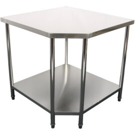 Kaupallinen työpöytä kulmayksikkö Ruostumaton teräs 900x900x600x600x900mm Alahylly | Adexa CWT1060R