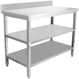 Kaupallinen työpöytä ruostumatonta terästä 3 tasoa roiskesuoja Neliöjalat 1400x700x900mm | Adexa DW3T14070B