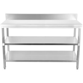 Kaupallinen työpöytä Ruostumaton teräs 3 tasoa Roiskesuoja Neliöjalat 2200x600x900mm | Adexa DW3T22060B