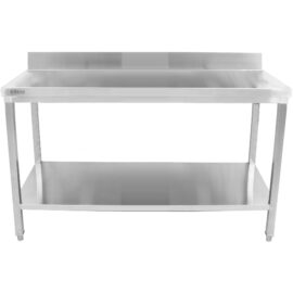 Premium kaupallinen työpöytä ruostumaton teräs alaosa hylly yläreuna 1400x700x900/1000mm | Adexa DWT14070