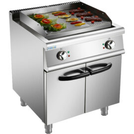 Professional sähköinen parilalevy kaappijalustalla 9kW sileä/urat 700mm syvyys | Adexa HER706A