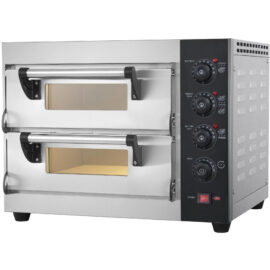 Kaupallinen sähköinen pizzauuni, 2 kammiota, 400x400mm, 350°C, mekaaniset säädöt, 3.9kW, 230V | Adexa PS4412