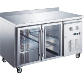 Kaupallinen jäähdytetty tiski 2 lasiovea Syvyys 700mm Korotettu reuna | Adexa RG22VGLASS