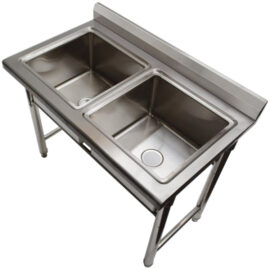 Kaupallinen tiskiallas ruostumaton teräs 1100x600x900mm 2 altaalla roiskesuoja | Adexa ST245A