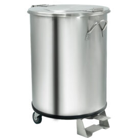 Ammattimainen jäteastia ruostumatonta terästä pyörillä ja polkimella 50 litraa | Adexa TGB3660
