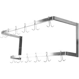 Seinähylly kattilatelineellä 12 koukkua, ruostumaton teräs 1500x300x300 mm | Adexa VMR1530U