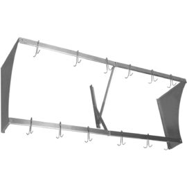 Seinähylly ja keittiövälineripustin 12 koukulla, ruostumaton teräs, 1200x300x300mm | Adexa VMR1230