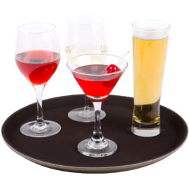 Liukumaton tarjoilualusta Super muovi Pyöreä 11" Musta | Adexa WHF1100