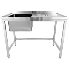 Kaupallinen pesuallas jätesuojilla Ruostumaton teräs 1000x600x900mm 1 allas vasen Roiskelevy | Adexa WHSTD1070L