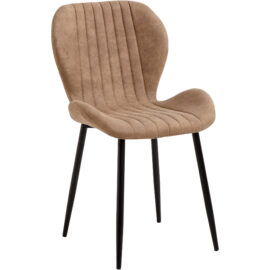 Ruokapöydän tuoli metallijaloilla & pehmustetulla samettisella istuimella vaaleanruskea | Adexa WW5064