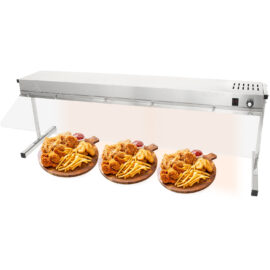 Kaupallinen teline, jossa nauhalämmitin, valaistus ja aivastussuoja 1250x315x457mm | Adexa XDHHC1200SG