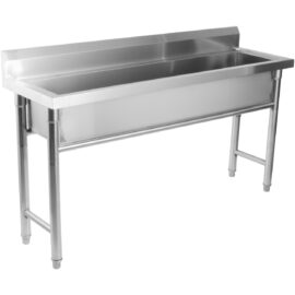 Kaupallinen kattilanpesuallas, ruostumaton teräs, 1 kulho, roiskesuoja, 1500x450x800mm, pyöreät jalat | Adexa YDPS15038