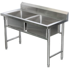 Kaupallinen Pesuallas Ruostumaton Teräs 1080x600x900mm 2 Allasta Roiskesuoja | Adexa YDRST245A