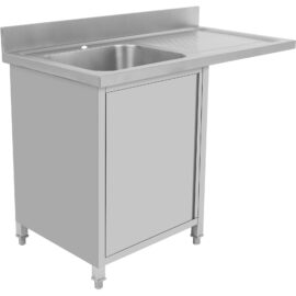 Kaupallinen tiskiallas valutustasolla ja kaapilla, jossa ovi 1200x600x910mm Yksi allas vasen 400x400x250mm | Adexa DSB12602DL