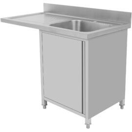 Kaupallinen pesuallas tyhjennyslevyllä ja kaapin ovella 1200x600x910 mm Yksi allas oikea 400x400x250 mm | Adexa DSB12602DR