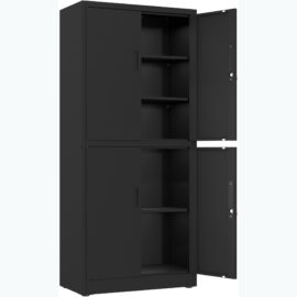 Ammatillinen metallinen säilytyskaappi 4 kääntöovea 900x400x1800mm Lukko 3 säädettävää hyllyä Musta | Adexa SEFC2B