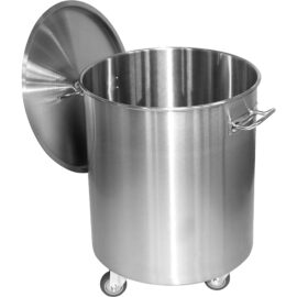 Ammattimainen jäteastia ruostumattomasta teräksestä, kansi ja pyörät, 75 litraa | Adexa SDC75