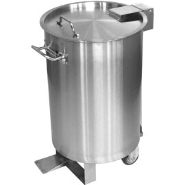 Ammattimainen jäteastia ruostumatonta terästä kannella, pyörillä ja polkimella 55 litraa | Adexa SDCP55