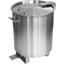 Ammattikäyttöön tarkoitettu jäteastia, ruostumaton teräs, kansi & pyörät & poljin 75 litraa | Adexa SDCP75