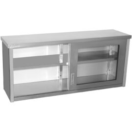 Seinäkaappi lasiliukuovilla ruostumaton teräs 1400x400x650mm | Adexa SWCGD140402
