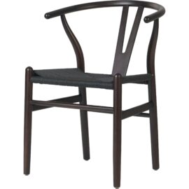 Pyökkipuinen tuoli tumma pähkinänväri mustalla punotulla köysisellä istuimella | | Adexa GSW0029DWB