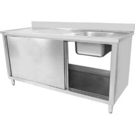 Kaupallinen pesuallas liukuovilla Ruostumaton teräs 1 kulho Oikea Alahylly Roiskesuoja 1800x600x900mm | Adexa DSA180602DR