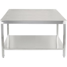 Premium-työpöytä alahyllyllä, 304-ruostumaton teräs, soveltuu ulkokäyttöön, 1500x700x900mm | Adexa Elite ET270150