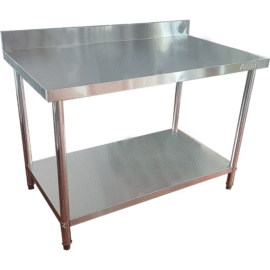 Kaupallinen Työpöytä Alahylly Roiskesuoja Ruostumaton teräs Pyöreät jalat 900x800x900mm | Adexa QNH1164