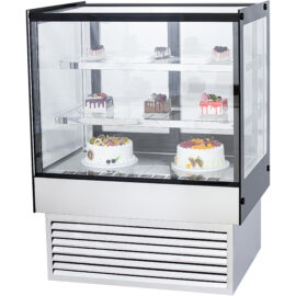 Kaupallinen kakkutiski Suora etu 2 hyllyä 1200x700x1200mm Ruostumaton teräs & Musta | Adexa HL1200B2