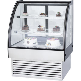 Kaupallinen Kakkutiski Pyöristetty etu 2 hyllyä 900x700x1200mm Ruostumaton teräs & Musta | Adexa HL900S2