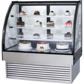 Kaupallinen Pyöreä Kakkutiski, 3 hyllyä, 700x700x1300mm, ruostumaton teräs & musta | Adexa HL700S3