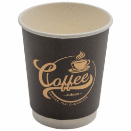 500 kpl Kompostoituvat Kahvikupit Kaksoisseinä 8oz/237ml Ruskea kuviolla | Adexa PCDW8B