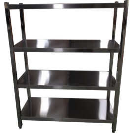 Ruostumaton teräs hyllyjärjestelmä, neliskanttiset jalat, 4 hyllyä | Adexa QHSS1505