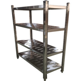 Ruostumattoman teräksen hyllykkö 4 säädettävää rei'illä varustettua hyllyä | Adexa QHSSAP1805