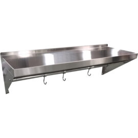 Ruostumaton teräs seinähylly 1 taso koukuilla | Adexa QHWSH1830