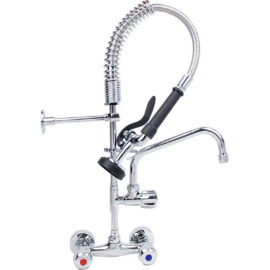 Esihuuhteluruisku yksikkö ja hana Seinäasennus Käännettävä kahva Kaksi reikää Kaksoisliitäntä Korkeus 640mm Reikä 18mm Ruostumaton teräs | Adexa 6803A08