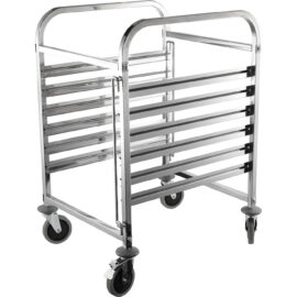 Pan-tarjotinkärry 6xGN2/1 tarjottimet Ruostumaton teräs 590x670x970mm Kerrosetäisyys 80mm | Adexa RT2106