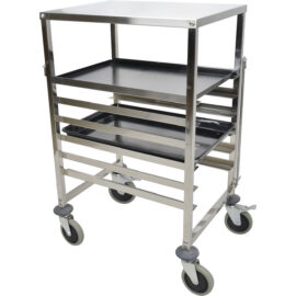 Pan-teline, jossa ylähylly 6x600x400mm tarjottimia, Ruostumatonta terästä, 470x620x970mm, Kerrosväli 80mm | Adexa RT6406T