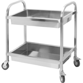 Tarjoiluvaunu Ruostumaton teräs 2 syvää hyllyä Neliöputket 950x500x950mm | Adexa SDT2A