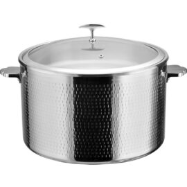 Tarjoilu- ja haudutuspata lasikannella % Ruostumattomasta teräksestä valmistettu sisus Kolmikerroksinen vasaroitu pinta ⌀320x210mm Ruostumaton viimeistely | Adexa E0312300