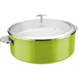 Tarjoilu- ja haudutuspata lasikannella ja keraamisella sisuksella Kolmikerroksinen väripinnoitettu pinta ⌀320x120mm Vihreä | Adexa E0912010M