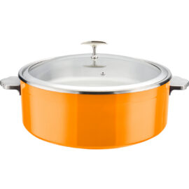 Tarjoilu- ja haudutuspata lasikannella ja ruostumattomasta teräksestä valmistetulla sisäosalla Kolmikerroksinen väripinnoitettu pinta ⌀320x120mm Oranssi | Adexa E0912015