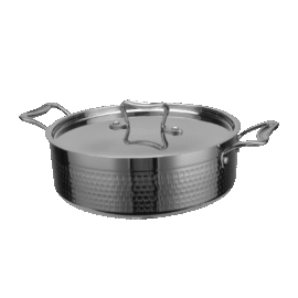 Vasaroitu haudutuspannu kannella kolmikerroksinen ⌀200x70mm 2,2 litraa Hopea | Adexa C0311007S